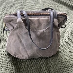 HoiBo Elegant Gray Canvas Bag with brass hardware